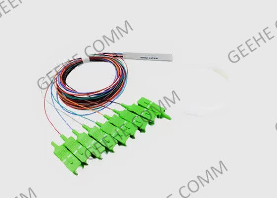 أنبوب فولاذي أحادي الوضع 1x8 SC / APC فاصل ألياف بصرية PLC صغير 0.9 مم