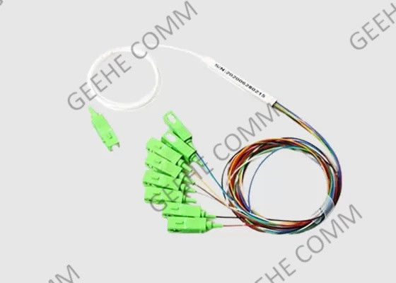 أنبوب فولاذي أحادي الوضع 1x8 SC / APC فاصل ألياف بصرية PLC صغير 0.9 مم
