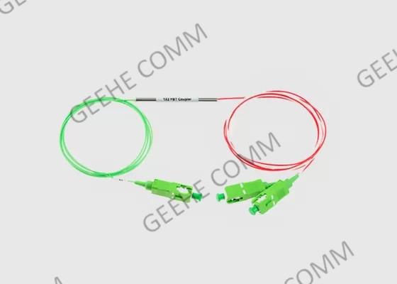250um نوع SM SC APC 1X2 مقرنة الألياف 1310nm 1550nm 10/90 نسبة الانقسام 1M الطول