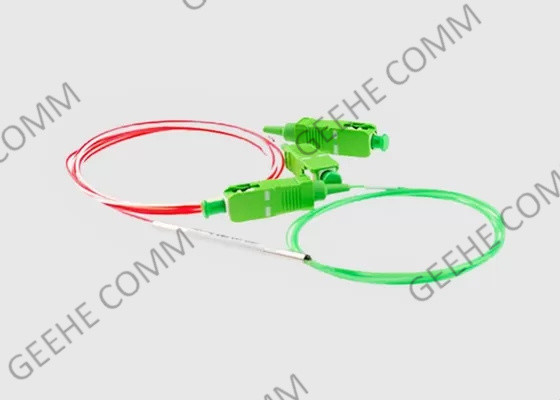 250um نوع SM SC APC 1X2 مقرنة الألياف 1310nm 1550nm 10/90 نسبة الانقسام 1M الطول