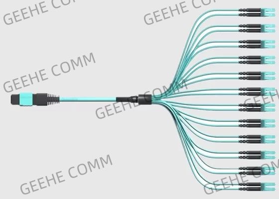 50/125 متعدد الوسائط MPO إلى 12x LC Duplex OM4 كابلات الألياف البصرية