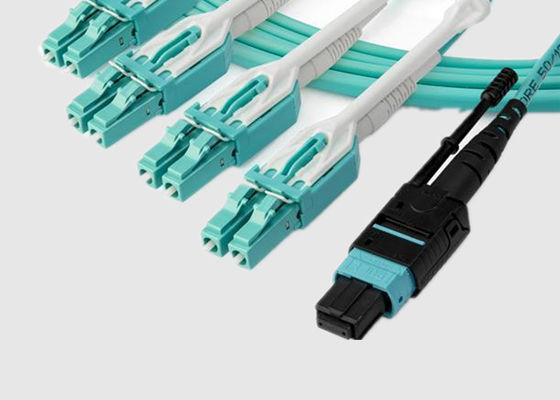 MPO To 4 x 4 LC 16F 100G 400G Duplex MPO Fiber Cable