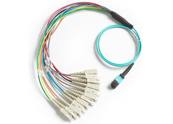 MPO إلى 12 X SC 12 Fibers 0.9mm Mulit Mode MPO Fiber Cable